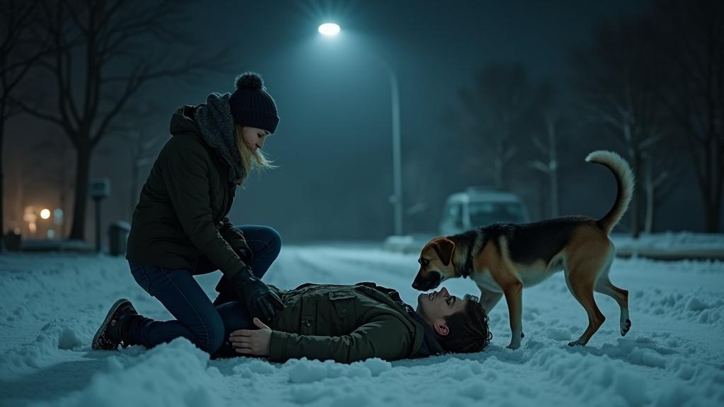 «Рекс, ну что ты там нашёл? Пойдём домой, холодно же!» — взволнованно воскликнула Катя, подошедшая в парк с Рексом