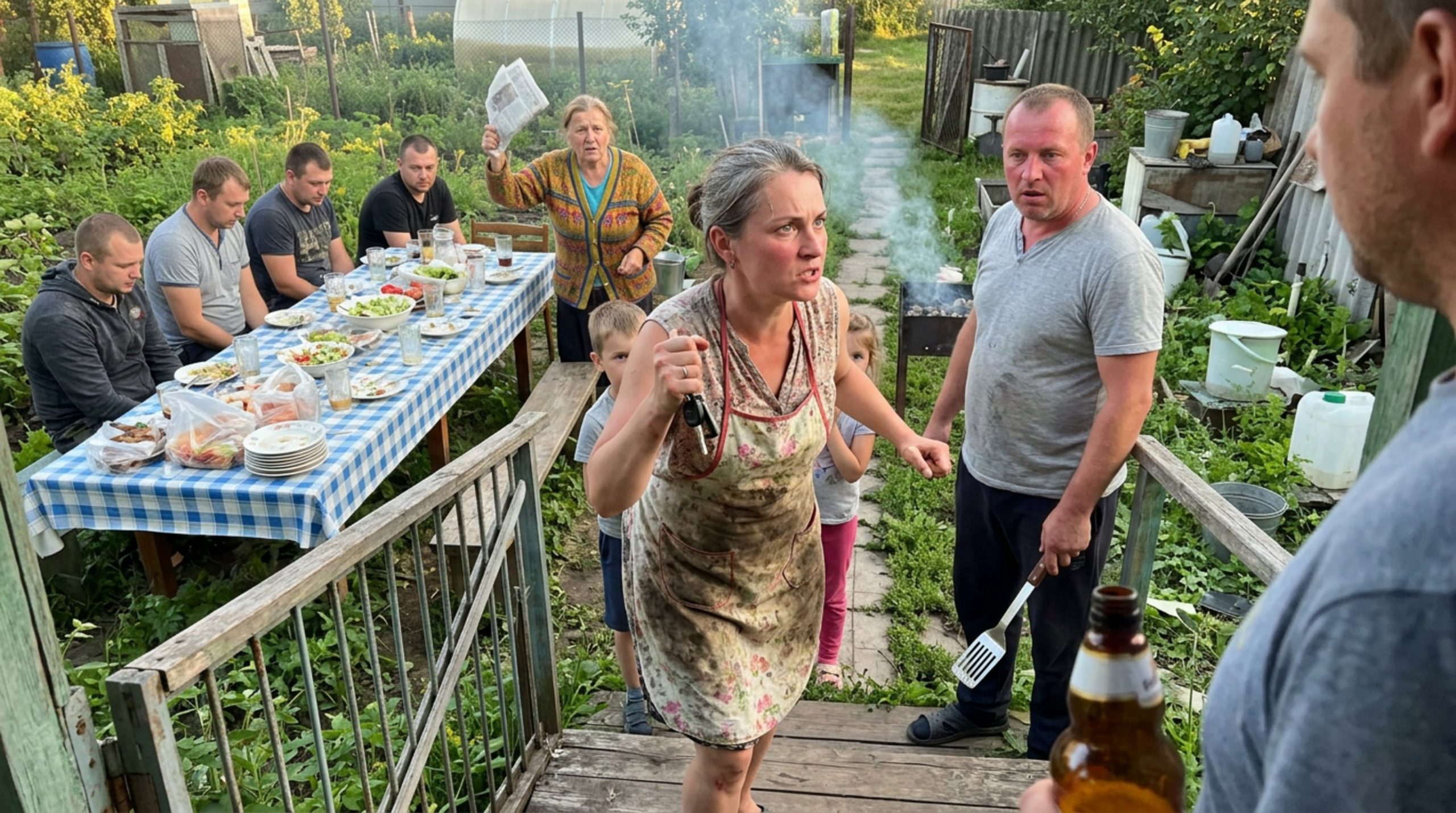 «Такие дела по хозяйству — женские» — произнёс он, не подняв глаз от телефона